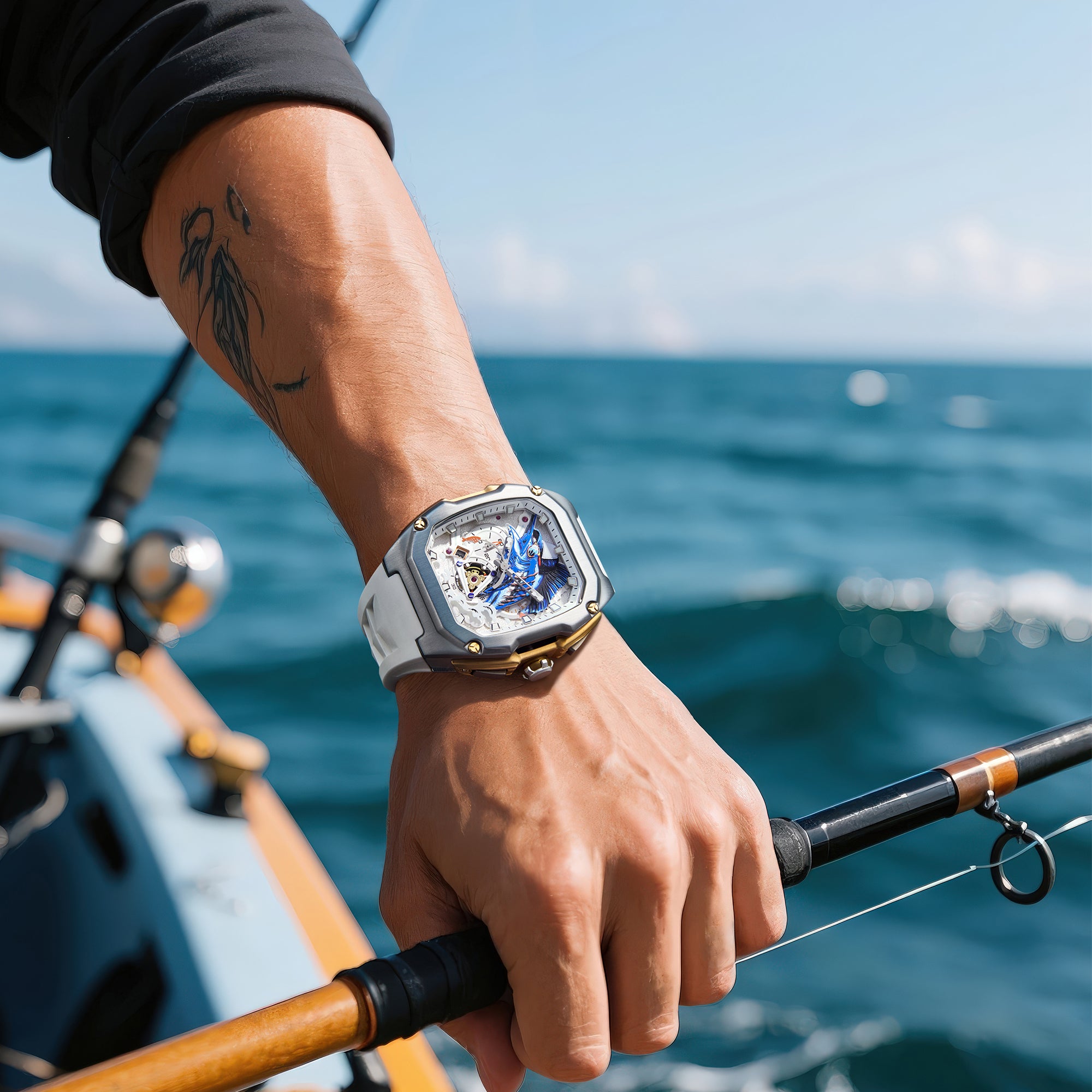 LILUOKE Quartz Mechanical Watch for Men DT-LK9029G