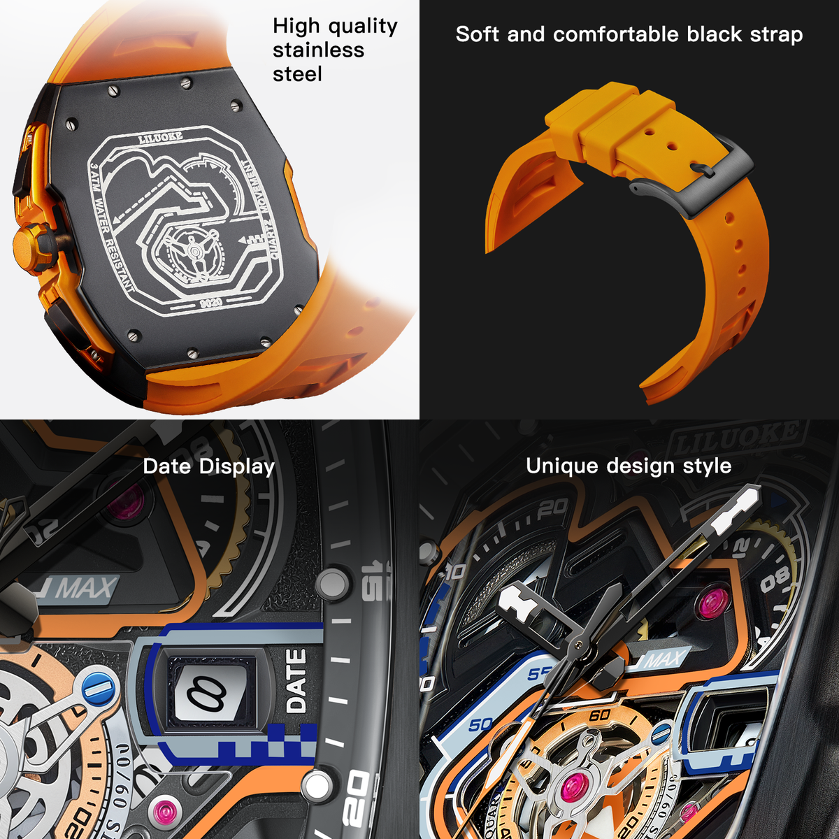 LILUOKE Track Racing Watch - Mechanical Dial Design, 30 Meter Water Re ...