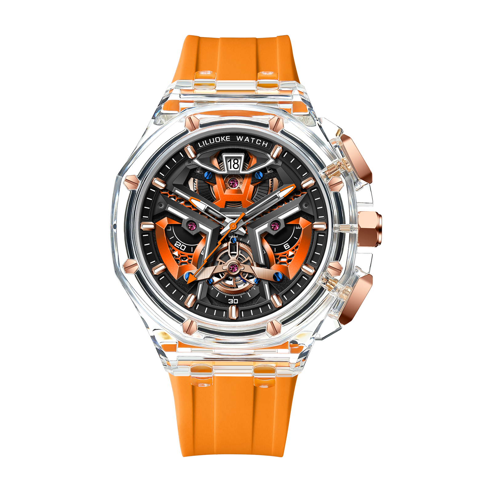 LILUOKE Mens Watches for Men, Traditional Lion Dance Concept Watches Profession Design Wrist Watches (LK9013G, LK9013G-01)