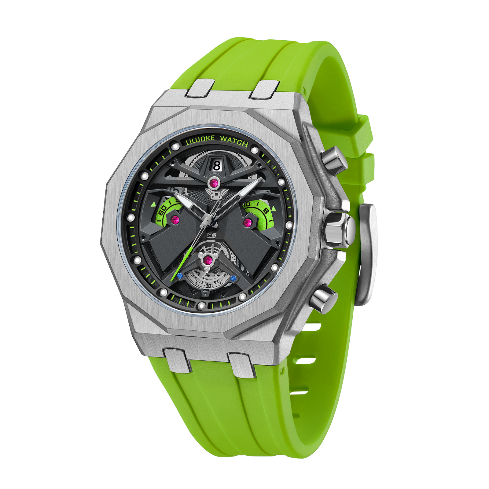 LILUOKE Watches for Men Cool Dress Watch 30ATM Luminous Skeleton Design, Star Wars Stormtrooper Concept Watches (LK9016G, DT-LK9016G-01)