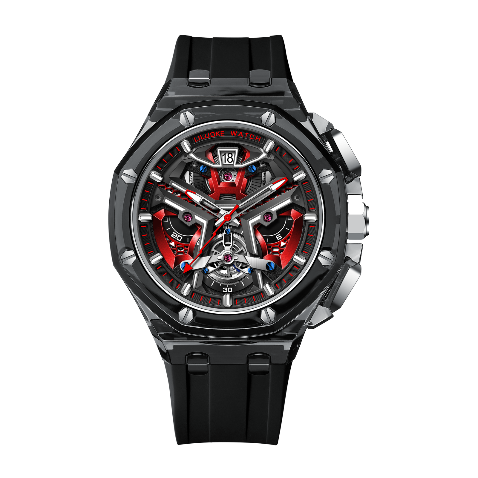 LILUOKE Mens Watches for Men, Traditional Lion Dance Concept Watches Profession Design Wrist Watches (LK9013G, LK9013G-01)