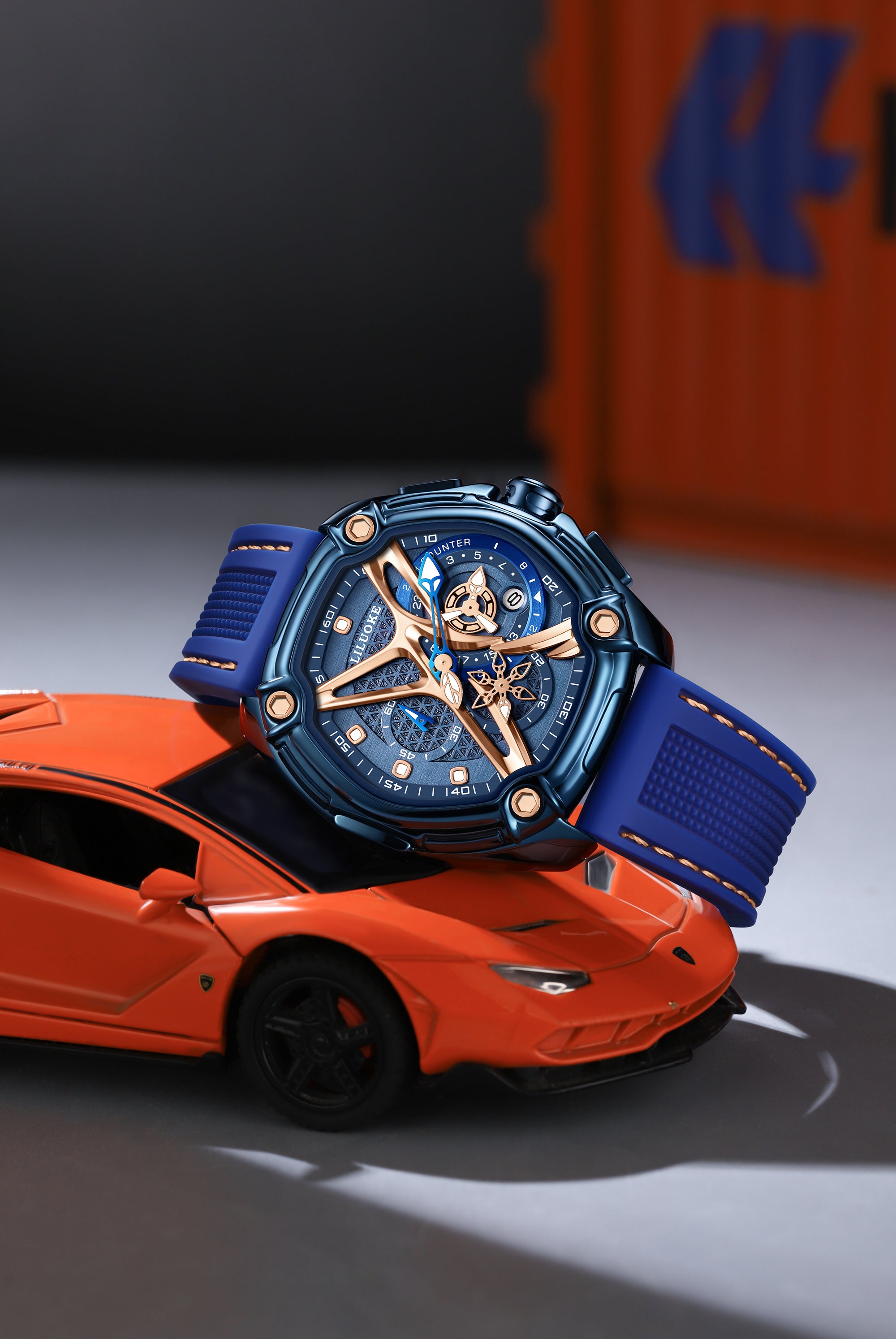 LiluokeWatches X‑Frame Skeleton Chronograph Watch – Industrial Hex‑Screw Accent & Geometric Skeleton Dial | High‑Precision Japanese Quartz Movement （DT-LK9027G)