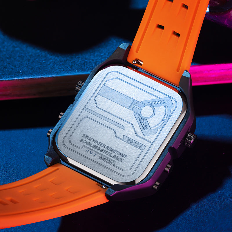 LILUOKE Versatile and Stylish Dual Display Watch - Dual Time Zone Functionality, Multi-Functional Features（DT-LK9022G-01）