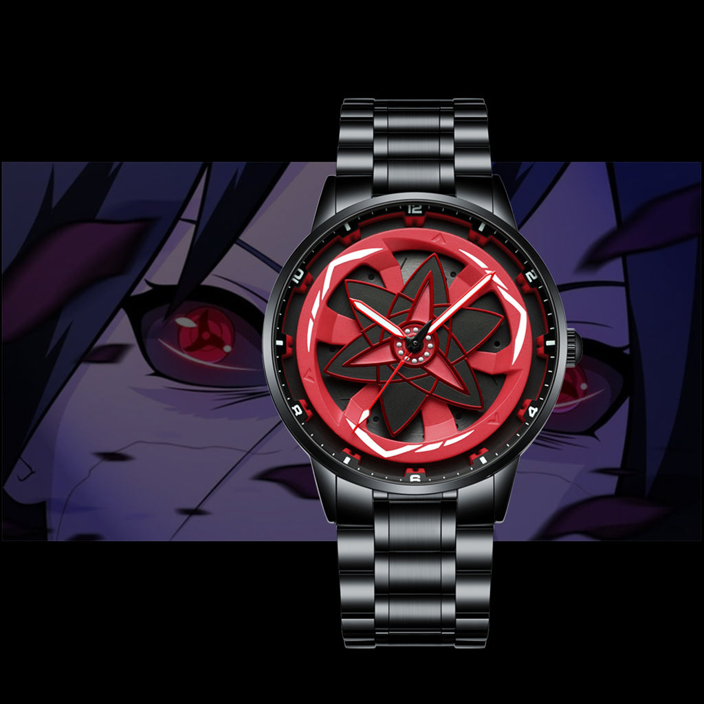Unspoken Power -- Experience the Allure of a Red & Black Gradient Steel Timepiece Featuring a Subtly Rotating Design, Impeccable Craftsmanship, and a Versatile（A2075G001）
