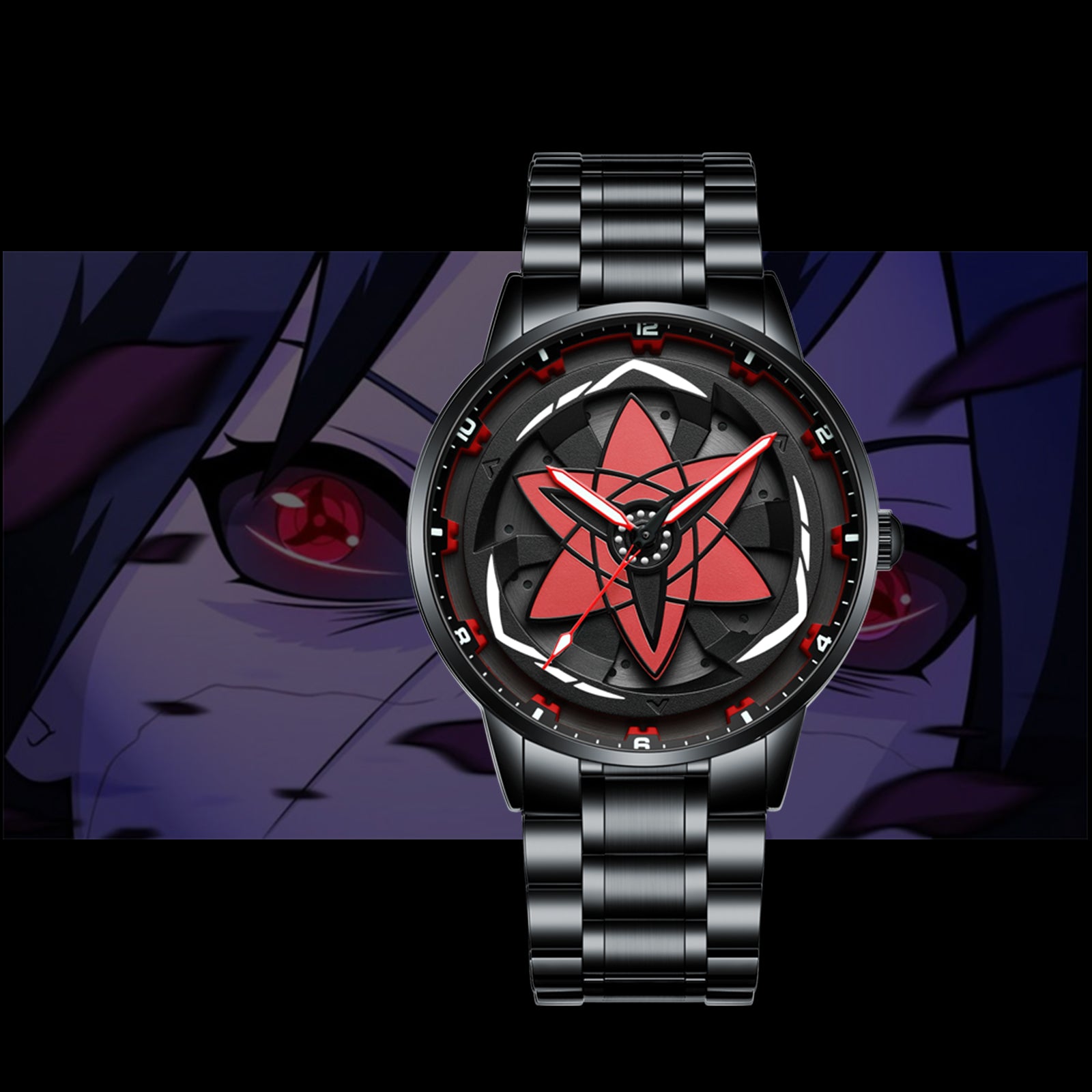 Unspoken Power -- Experience the Allure of a Red & Black Gradient Steel Timepiece Featuring a Subtly Rotating Design, Impeccable Craftsmanship, and a Versatile（A2075G001）