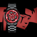 Unspoken Power -- Experience the Allure of a Red & Black Gradient Steel Timepiece Featuring a Subtly Rotating Design, Impeccable Craftsmanship, and a Versatile（A2075G001）