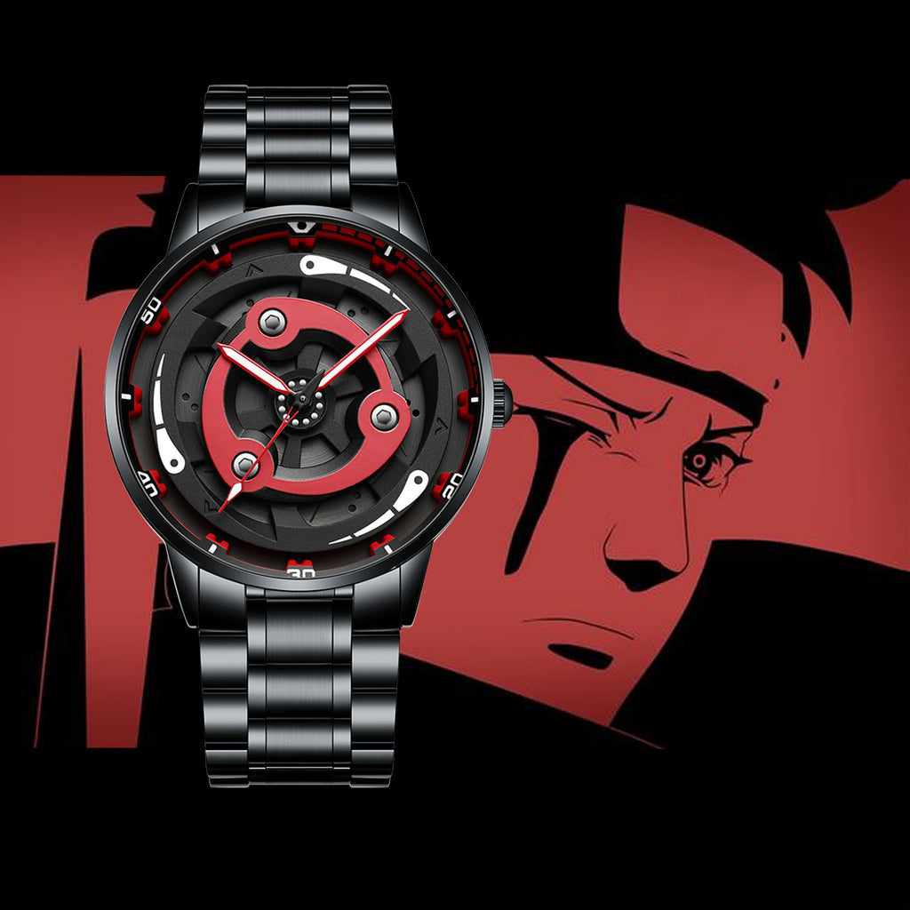 Unspoken Power -- Experience the Allure of a Red & Black Gradient Steel Timepiece Featuring a Subtly Rotating Design, Impeccable Craftsmanship, and a Versatile（A2075G001）